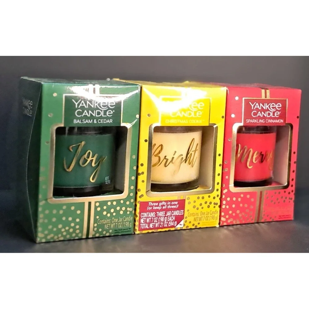 Christmas candles set of 3, Balsam Cedar, Christmas Cookies, Sparkling Cinnamon‎